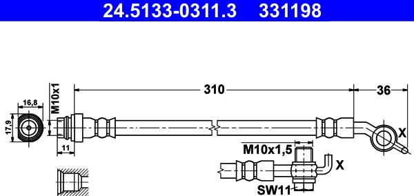 ATE 24.5133-0311.3 - Тормозной шланг parts5.com