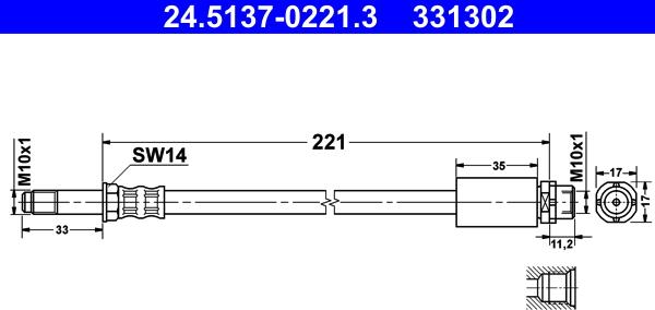 ATE 24.5137-0221.3 - Тормозной шланг parts5.com