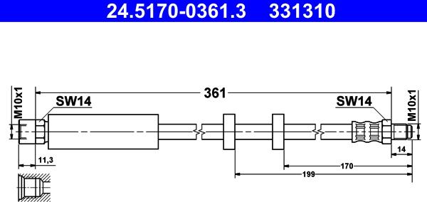 ATE 24.5170-0361.3 - Тормозной шланг parts5.com