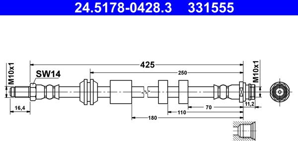 ATE 24.5178-0428.3 - Тормозной шланг parts5.com