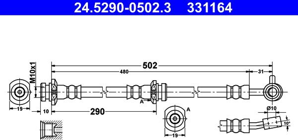 ATE 24.5290-0502.3 - Тормозной шланг parts5.com