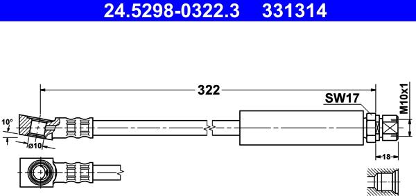 ATE 24.5298-0322.3 - Тормозной шланг parts5.com