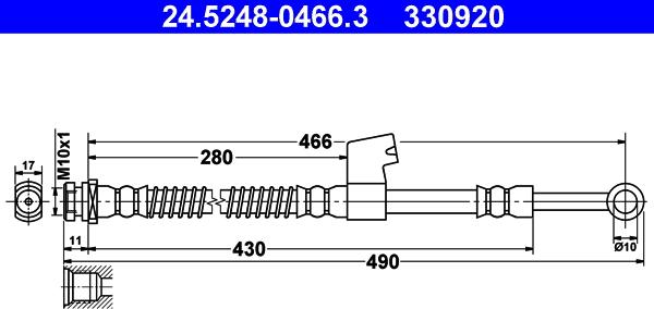 ATE 24.5248-0466.3 - Тормозной шланг parts5.com