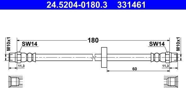 ATE 24.5204-0180.3 - Brake Hose parts5.com