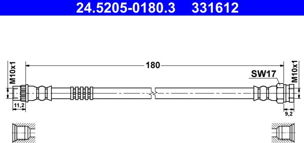 ATE 24.5205-0180.3 - Тормозной шланг parts5.com