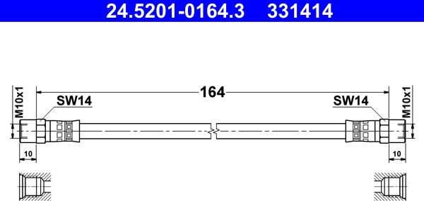 ATE 24.5201-0164.3 - Brake Hose parts5.com