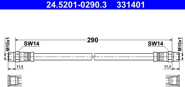 ATE 24.5201-0290.3 - Тормозной шланг parts5.com