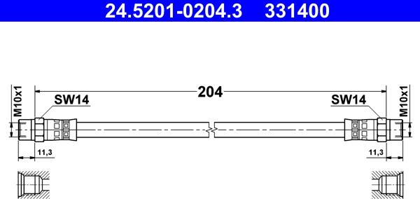 ATE 24.5201-0204.3 - Тормозной шланг parts5.com