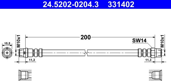 ATE 24.5202-0204.3 - Brake Hose parts5.com