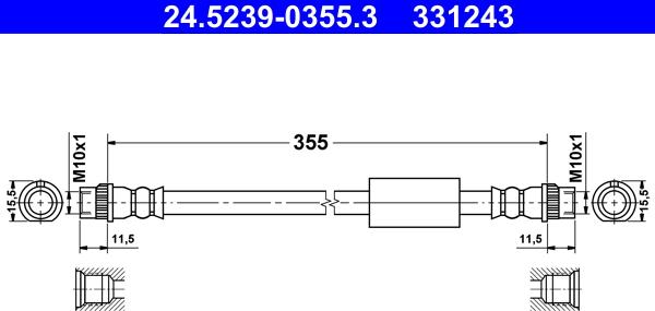 ATE 24.5239-0355.3 - Тормозной шланг parts5.com