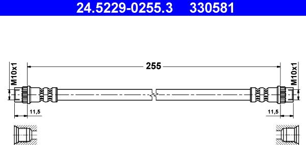 ATE 24.5229-0255.3 - Brake Hose parts5.com