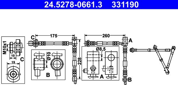 ATE 24.5278-0661.3 - Тормозной шланг parts5.com