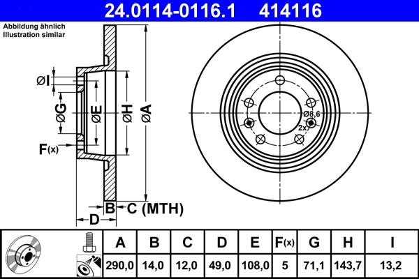 ATE 24.0114-0116.1 - Тормозной диск parts5.com