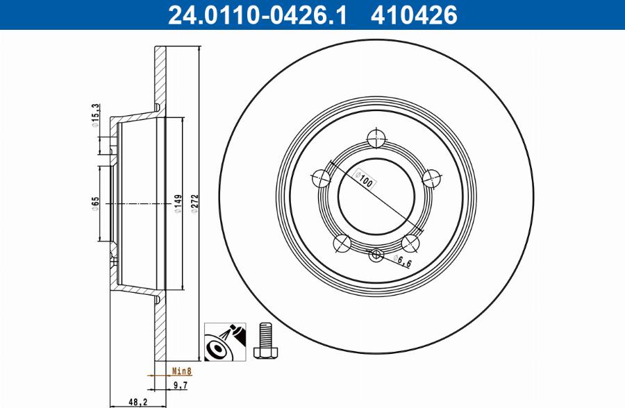 ATE 24.0110-0426.1 - Тормозной диск parts5.com