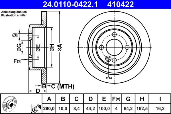 ATE 24.0110-0422.1 - Тормозной диск parts5.com