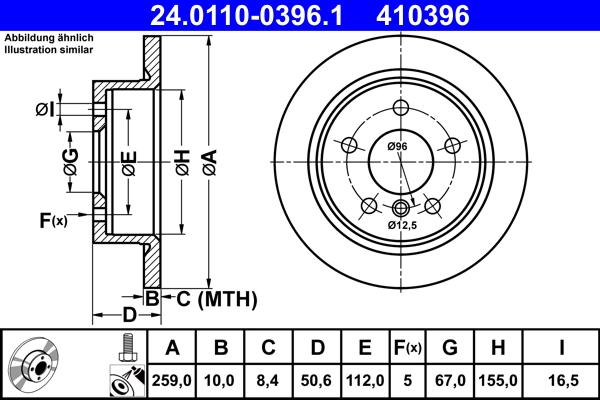 ATE 24.0110-0396.1 - Тормозной диск parts5.com