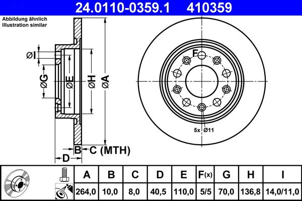 ATE 24.0110-0359.1 - Тормозной диск parts5.com