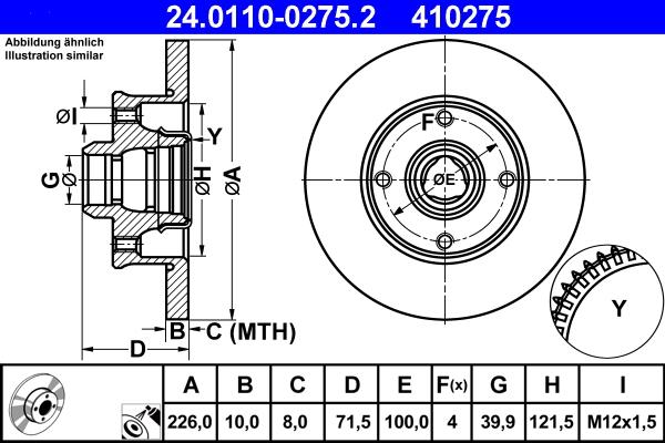 ATE 24.0110-0275.2 - Тормозной диск parts5.com