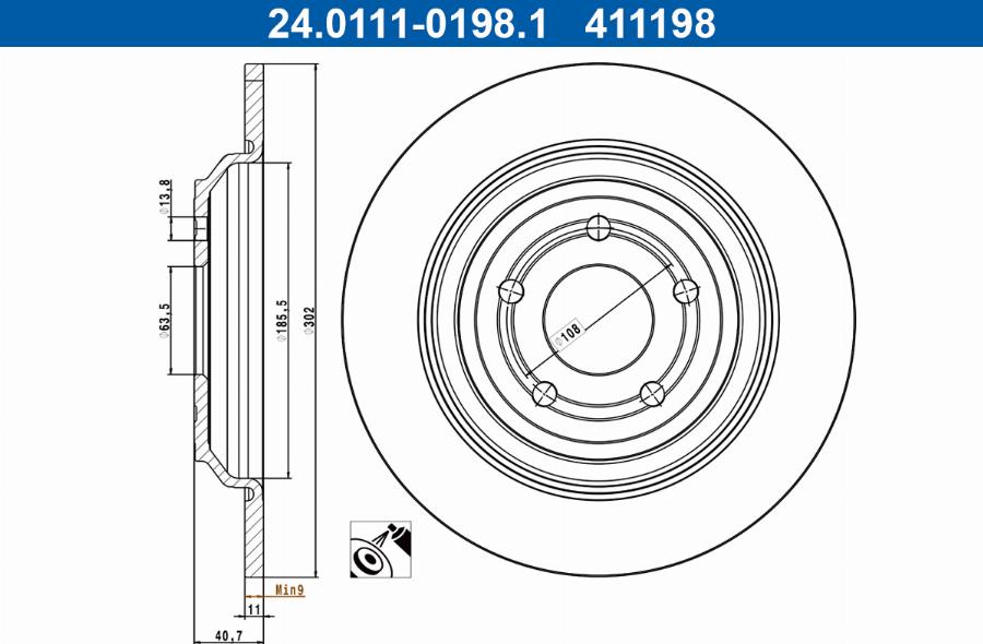 ATE 24.0111-0198.1 - Тормозной диск parts5.com