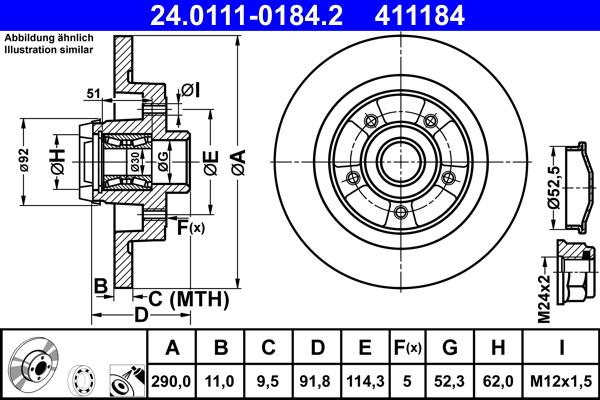 ATE 24.0111-0184.2 - Тормозной диск parts5.com