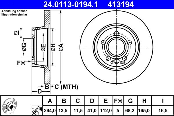 ATE 24.0113-0194.1 - Тормозной диск parts5.com