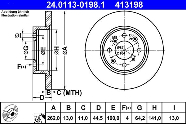 ATE 24.0113-0198.1 - Тормозной диск parts5.com