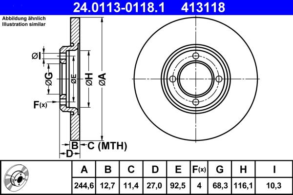 ATE 24.0113-0118.1 - Тормозной диск parts5.com