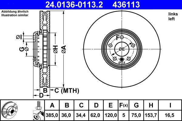 ATE 24.0136-0113.2 - Тормозной диск parts5.com