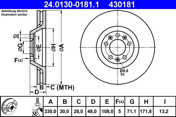 ATE 24.0130-0181.1 - Тормозной диск parts5.com