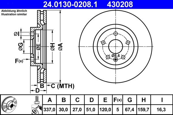 ATE 24.0130-0208.1 - Тормозной диск parts5.com