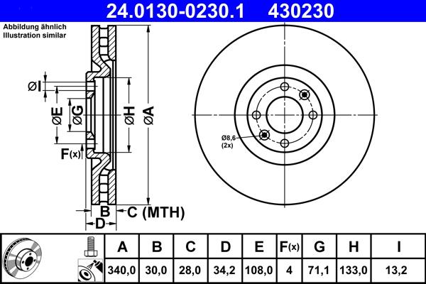 ATE 24.0130-0230.1 - Тормозной диск parts5.com