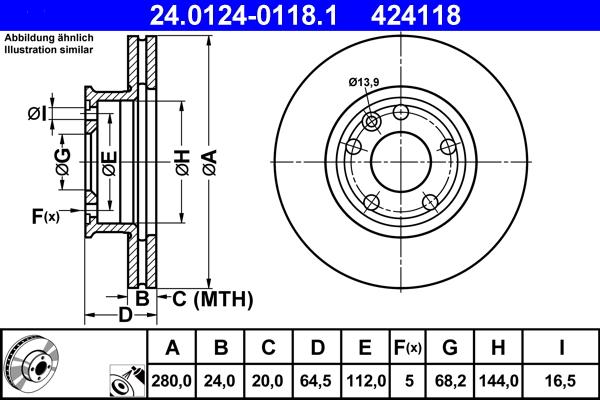 ATE 24.0124-0118.1 - Тормозной диск parts5.com