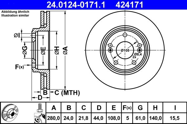 ATE 24.0124-0171.1 - Brake Disc parts5.com