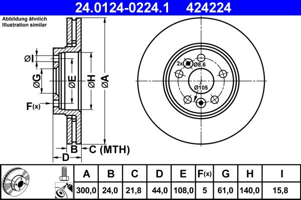 ATE 24.0124-0224.1 - Тормозной диск parts5.com