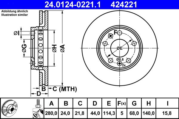 ATE 24.0124-0221.1 - Тормозной диск parts5.com