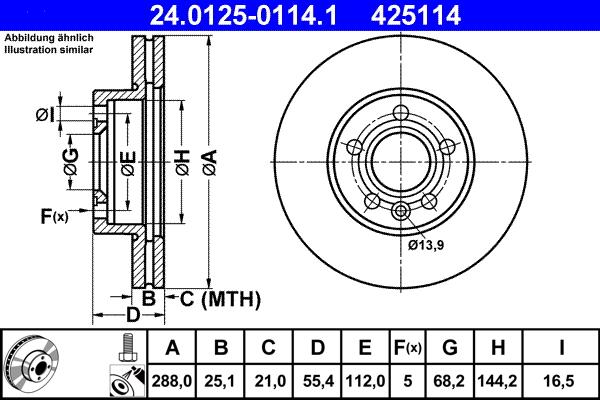 ATE 24.0125-0114.1 - Тормозной диск parts5.com