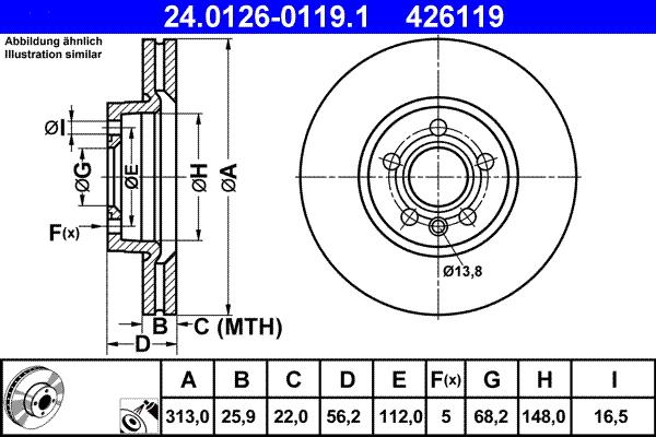 ATE 24.0126-0119.1 - Тормозной диск parts5.com