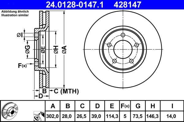 ATE 24.0128-0147.1 - Тормозной диск parts5.com