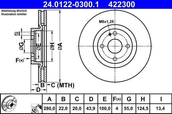 ATE 24.0122-0300.1 - Тормозной диск parts5.com