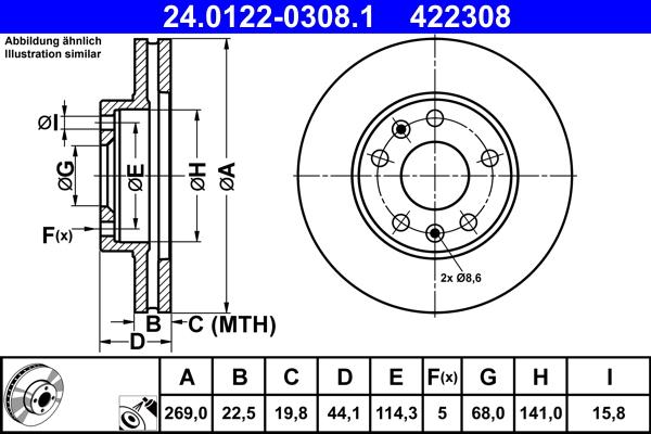 ATE 24.0122-0308.1 - Тормозной диск parts5.com