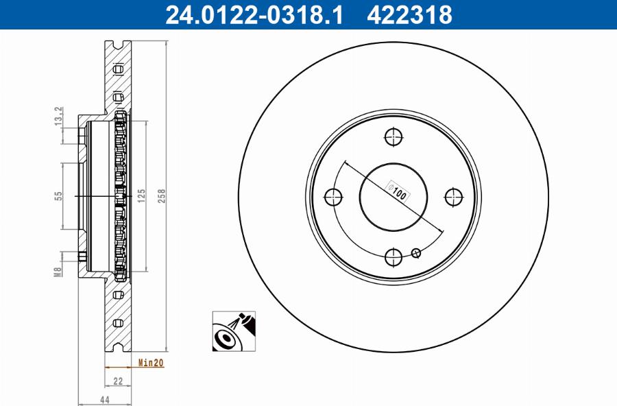 ATE 24.0122-0318.1 - Тормозной диск parts5.com