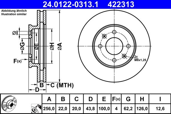ATE 24.0122-0313.1 - Тормозной диск parts5.com