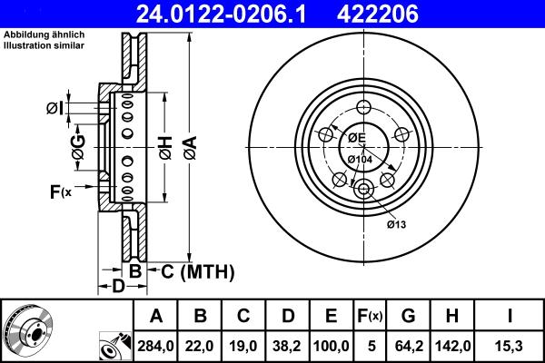 ATE 24.0122-0206.1 - Тормозной диск parts5.com