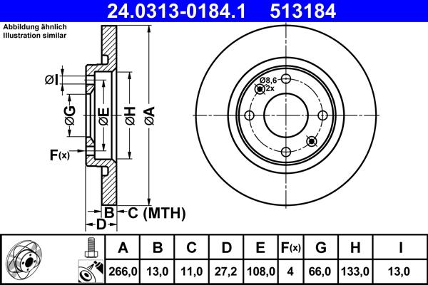 ATE 24.0313-0184.1 - Тормозной диск parts5.com