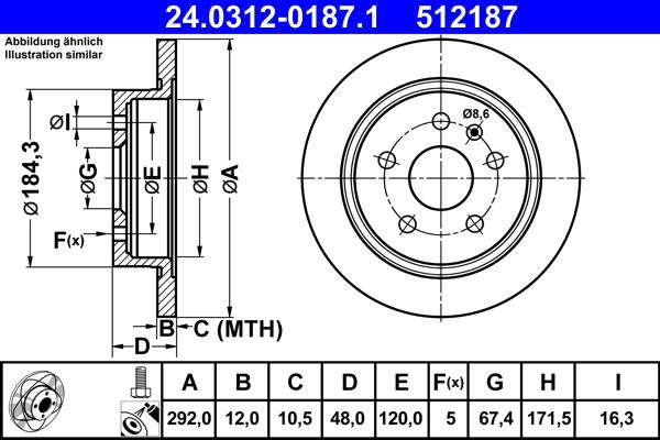 ATE 24.0312-0187.1 - Тормозной диск parts5.com