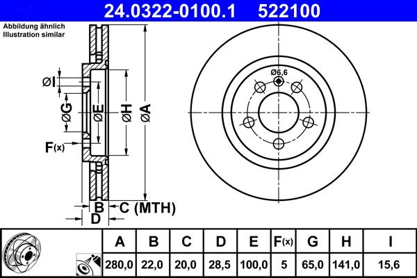 ATE 24.0322-0100.1 - Тормозной диск parts5.com