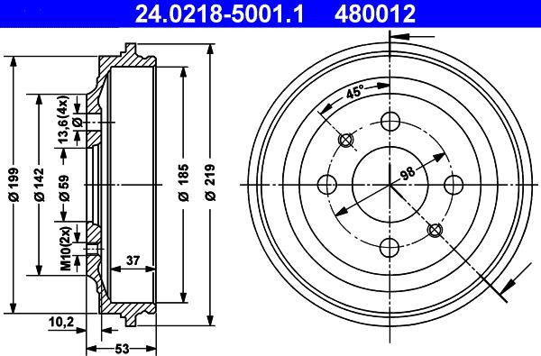 ATE 24.0218-5001.1 - Тормозной барабан parts5.com