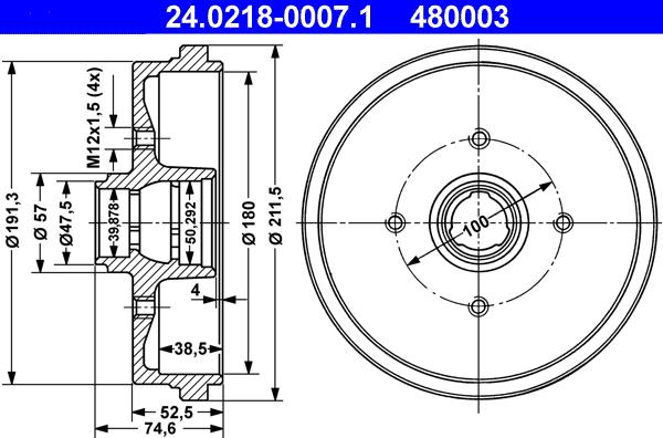 ATE 24.0218-0007.1 - Тормозной барабан parts5.com