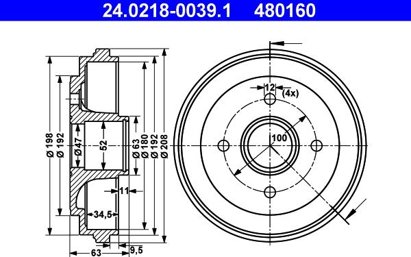 ATE 24.0218-0039.1 - Тормозной барабан parts5.com