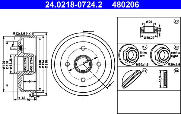 ATE 24.0218-0724.2 - Тормозной барабан parts5.com